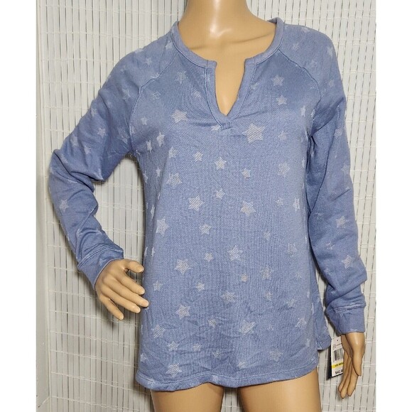 Angels Tops - Angels Long sleeve Top Women Size Medium Color Blue With Printed Stars  B7